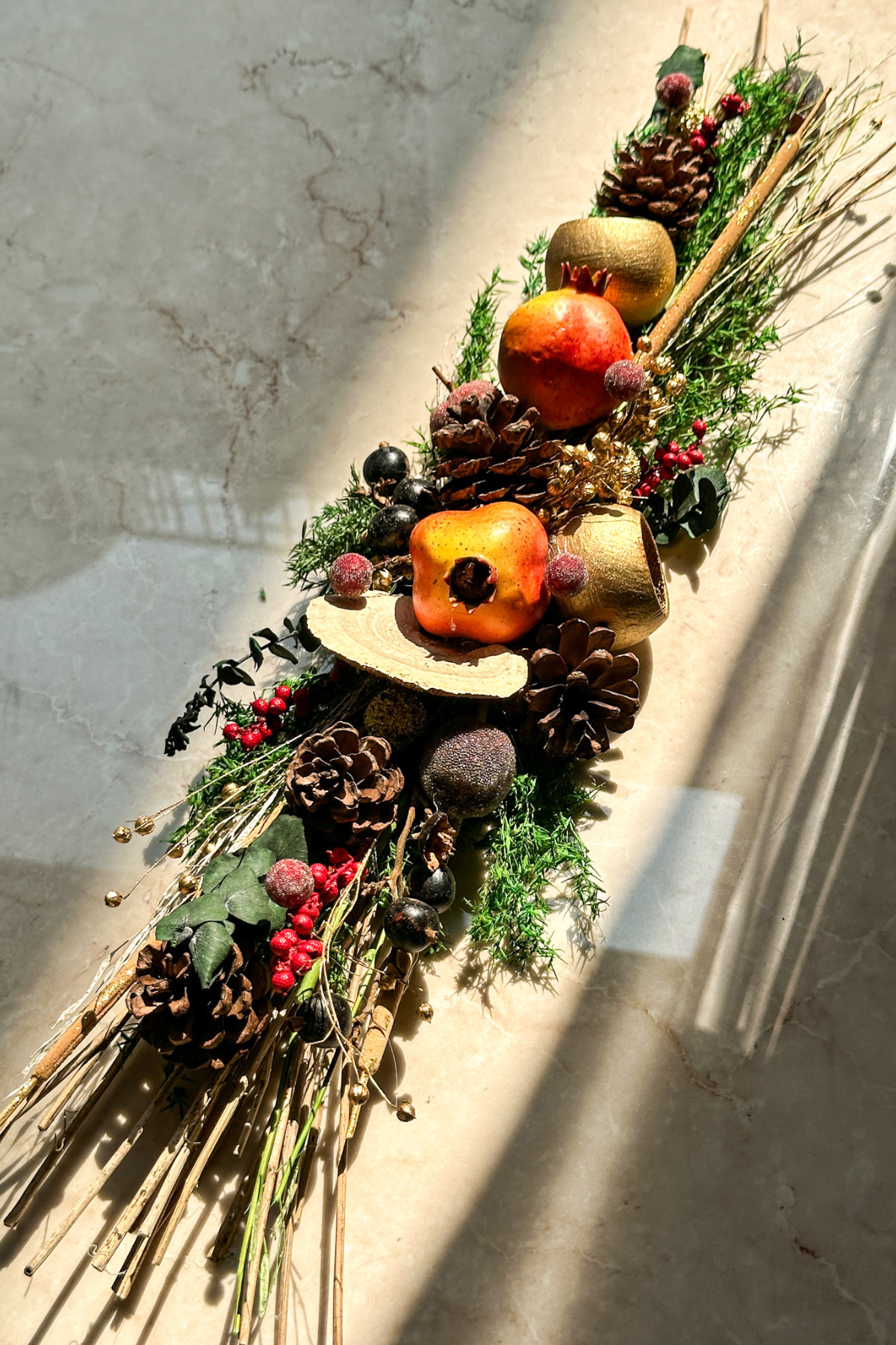 Rustic Berry and Pine Holiday Arrangement