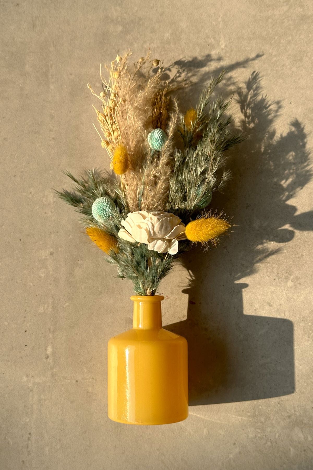 Yellow & Blue bunch with vase combo