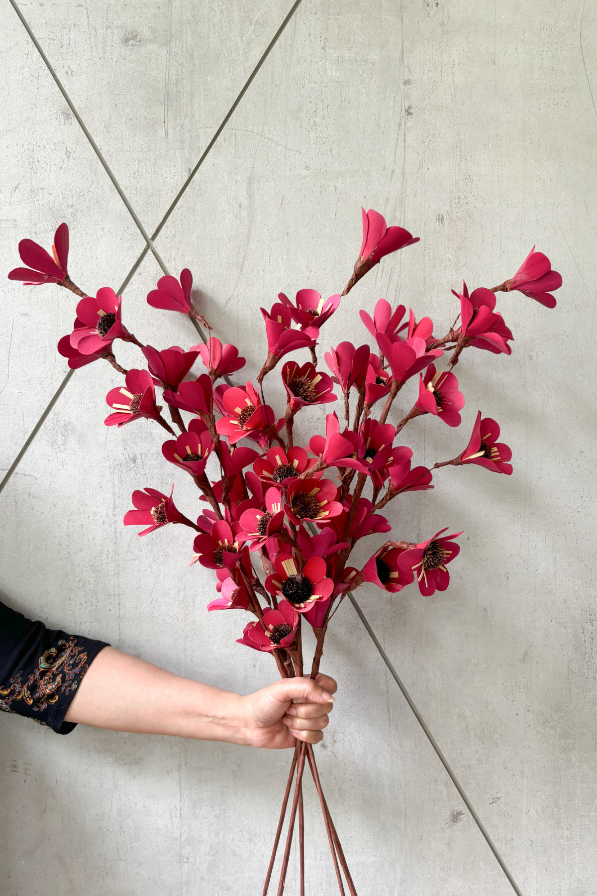 Red Handmade Flower Stems (Set of 5)