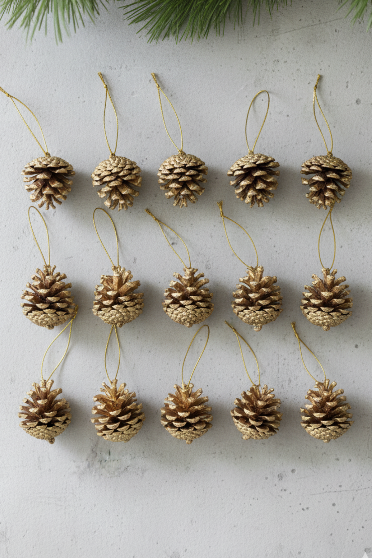 Pinecone Gold Hanging for Christmas (set of 12)