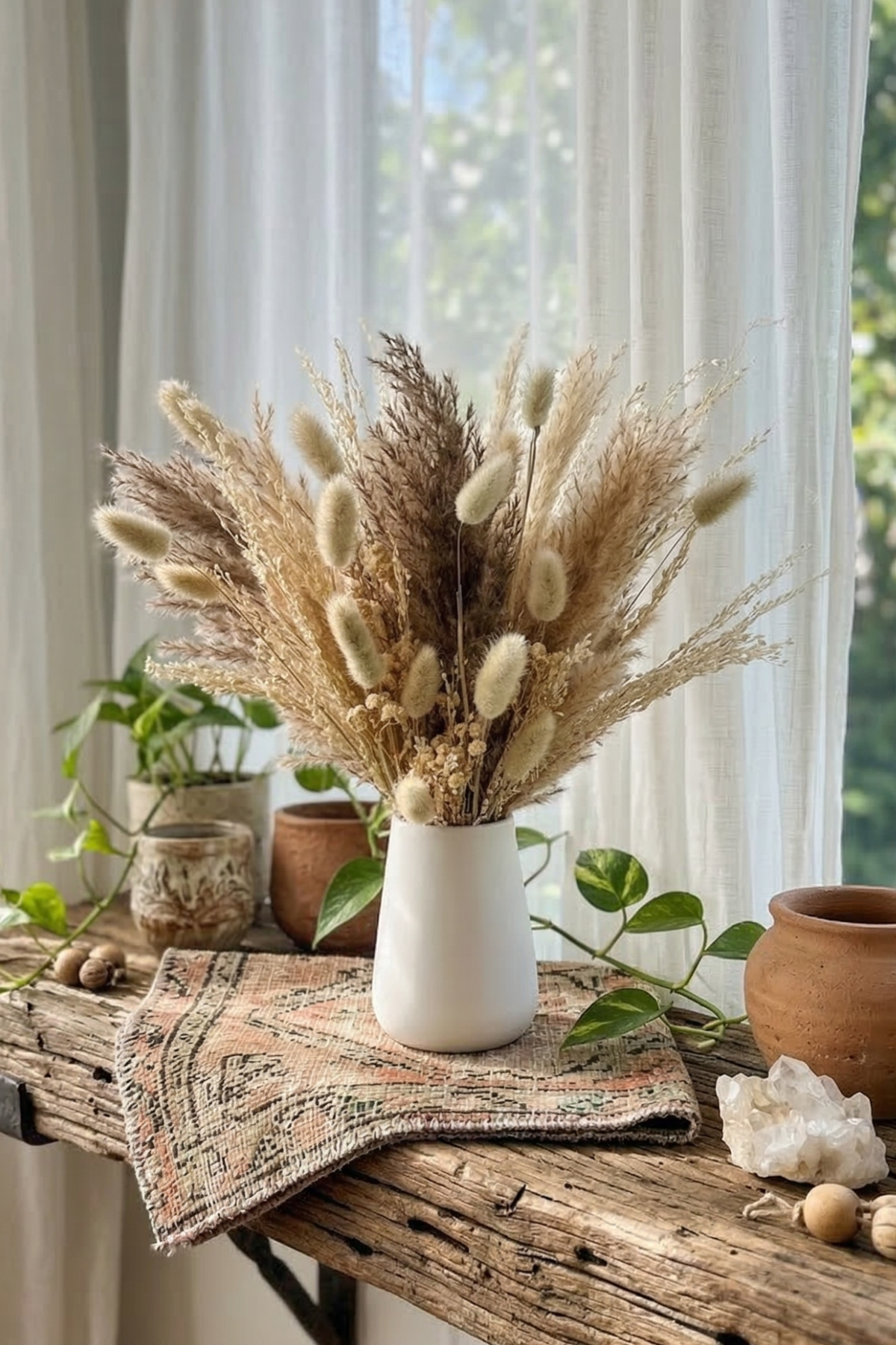 Mini Pampas Bunch and Vase Combo