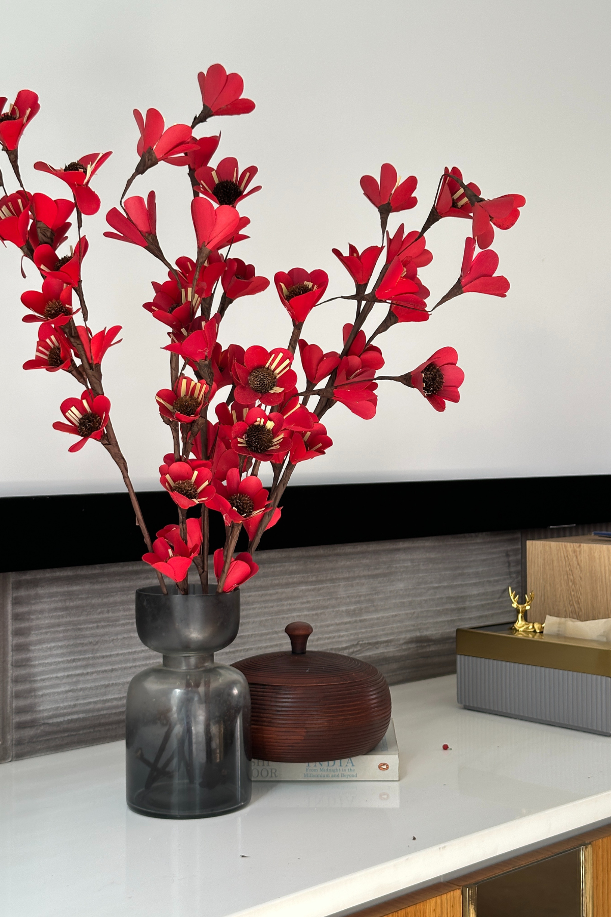 Red Handmade Flower Stems (Set of 5)