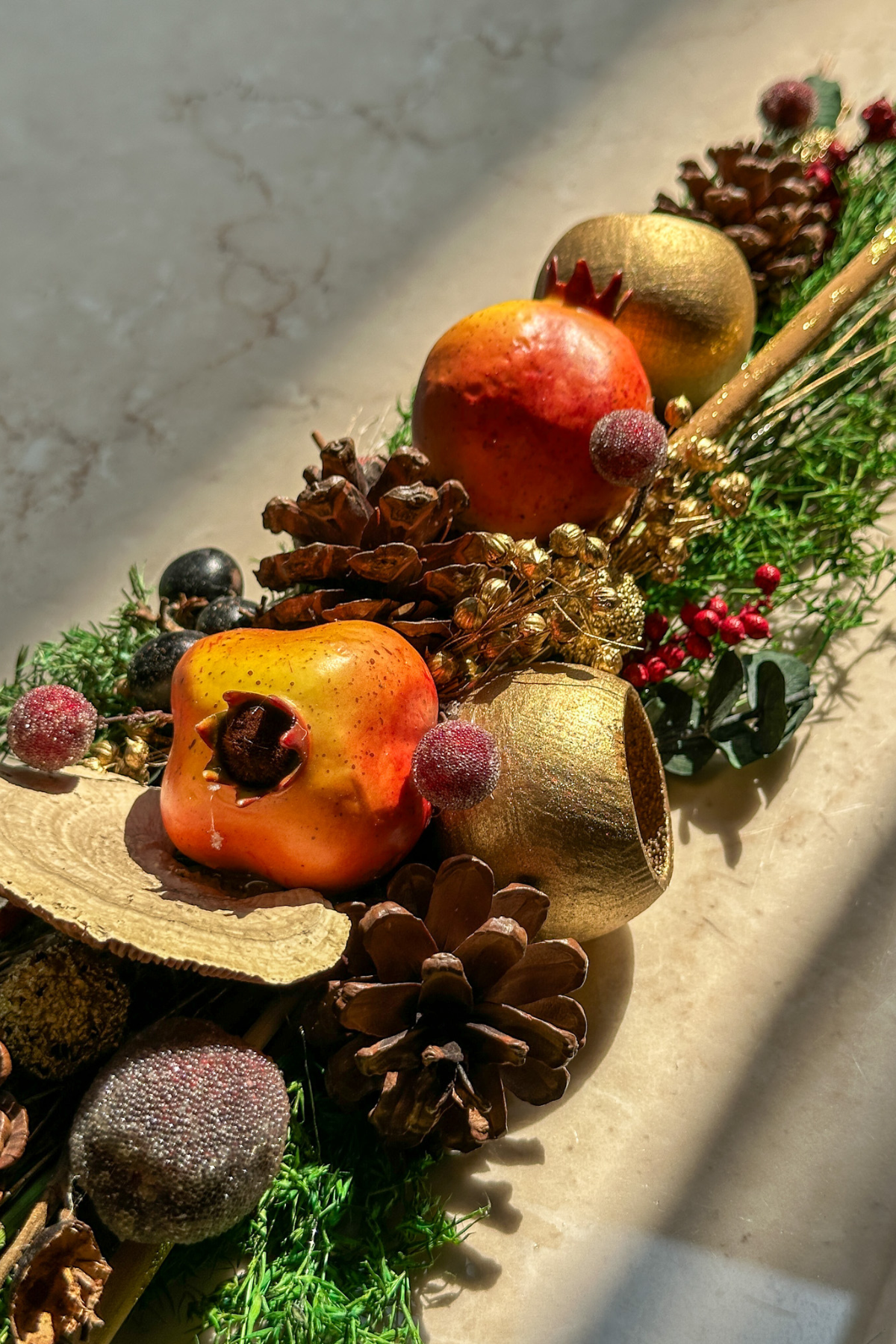 Rustic Berry and Pine Holiday Arrangement