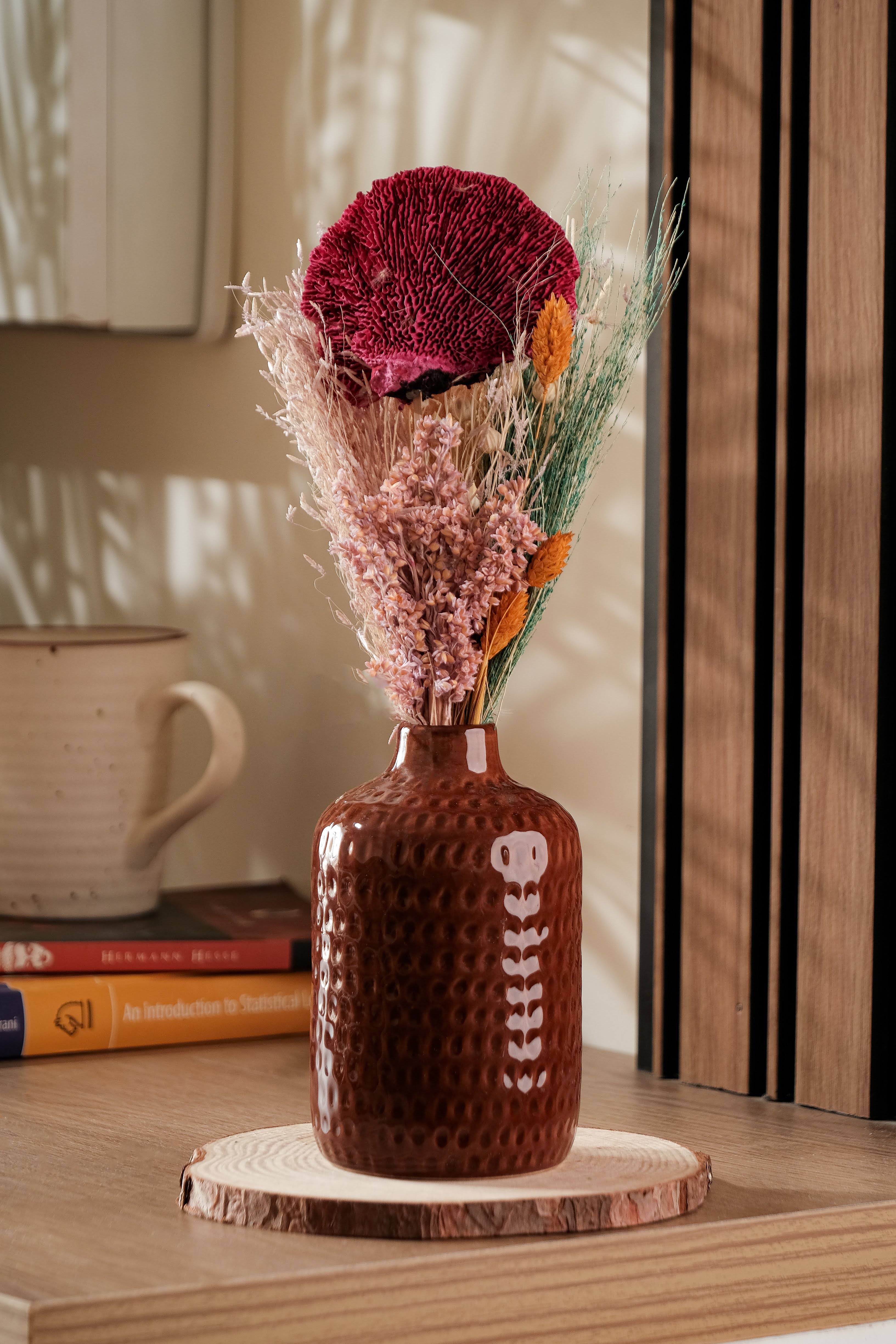 Coral bunch and vase combo