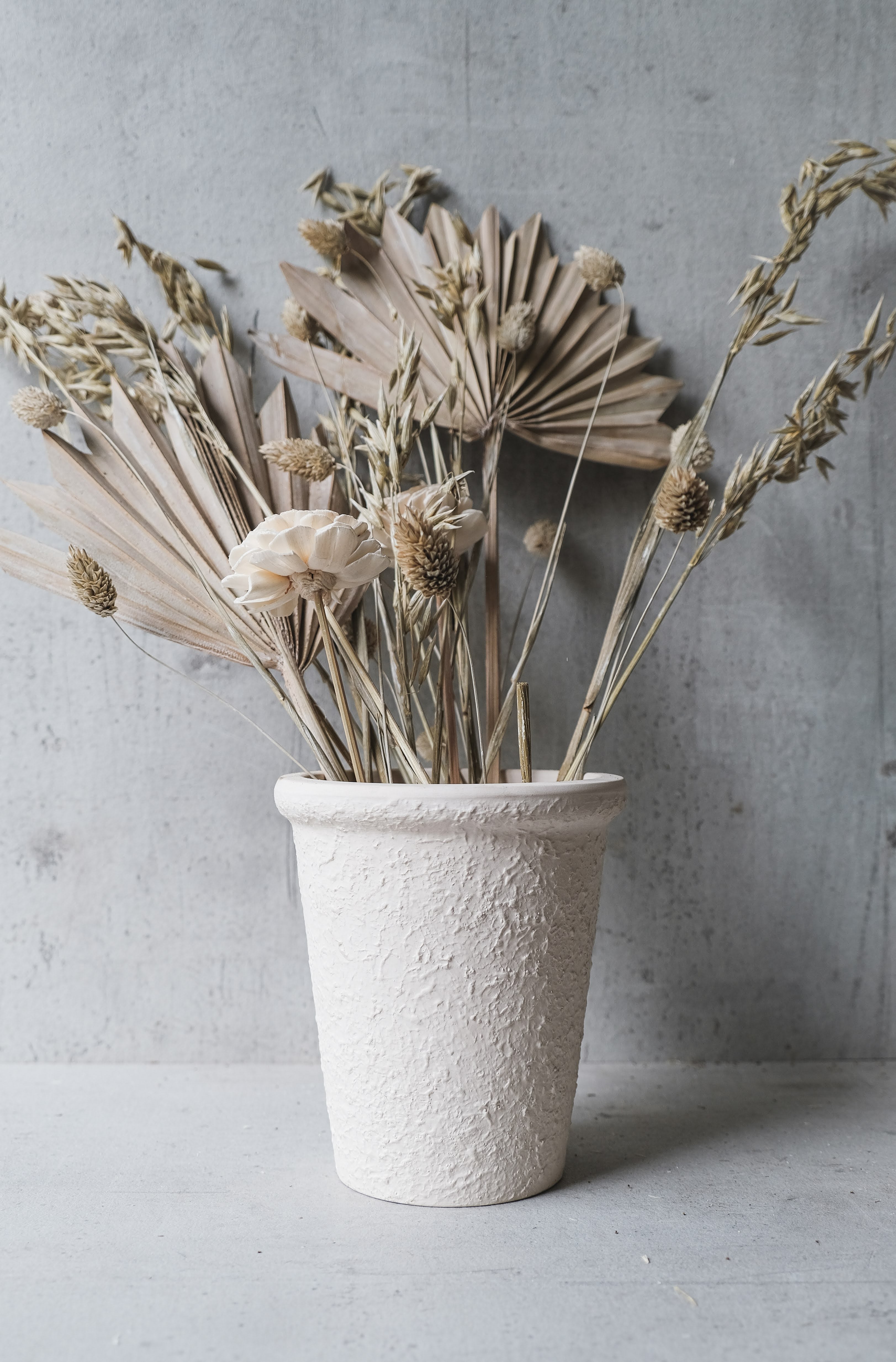 Popcorn Textured White Vase