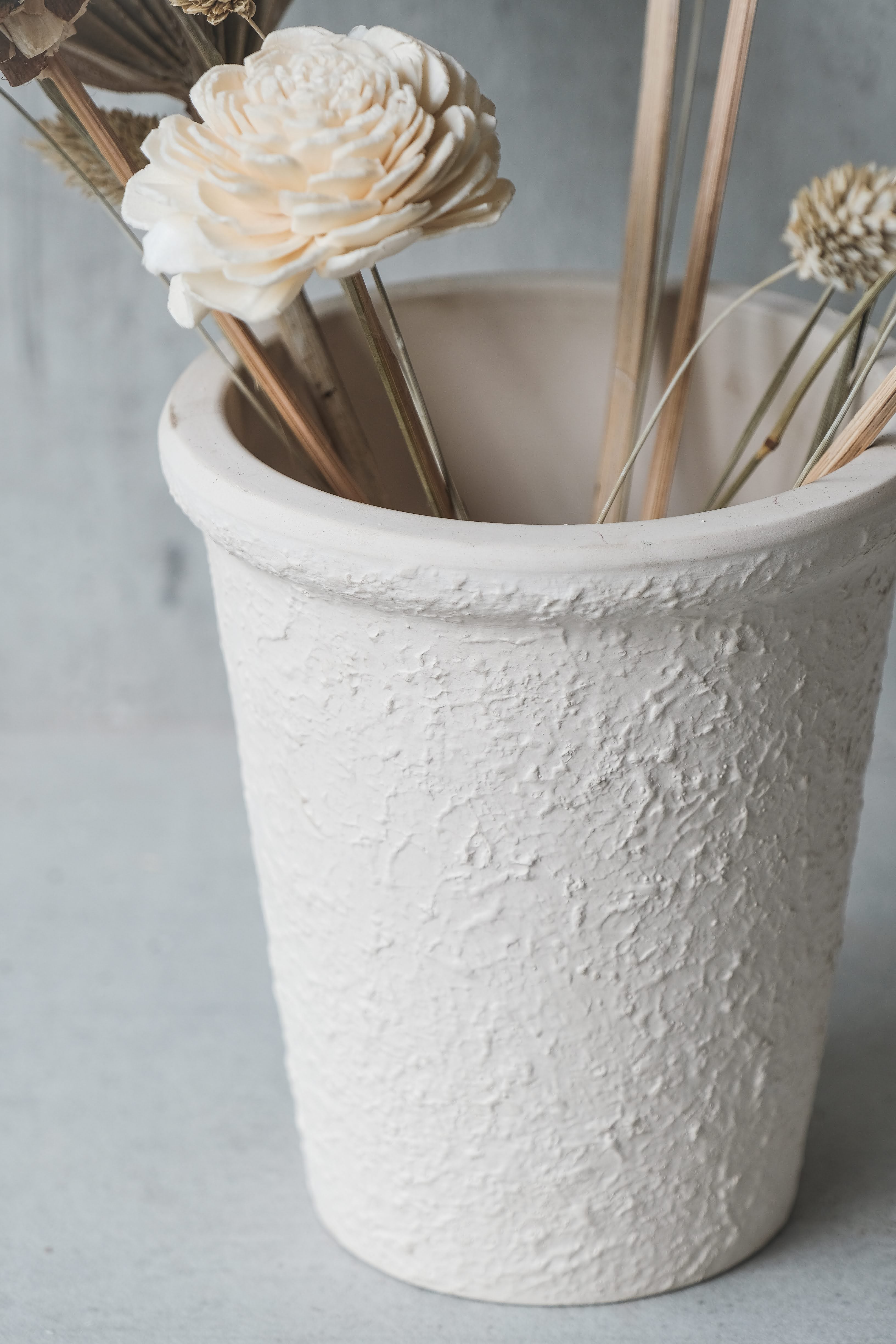 Popcorn Textured White Vase