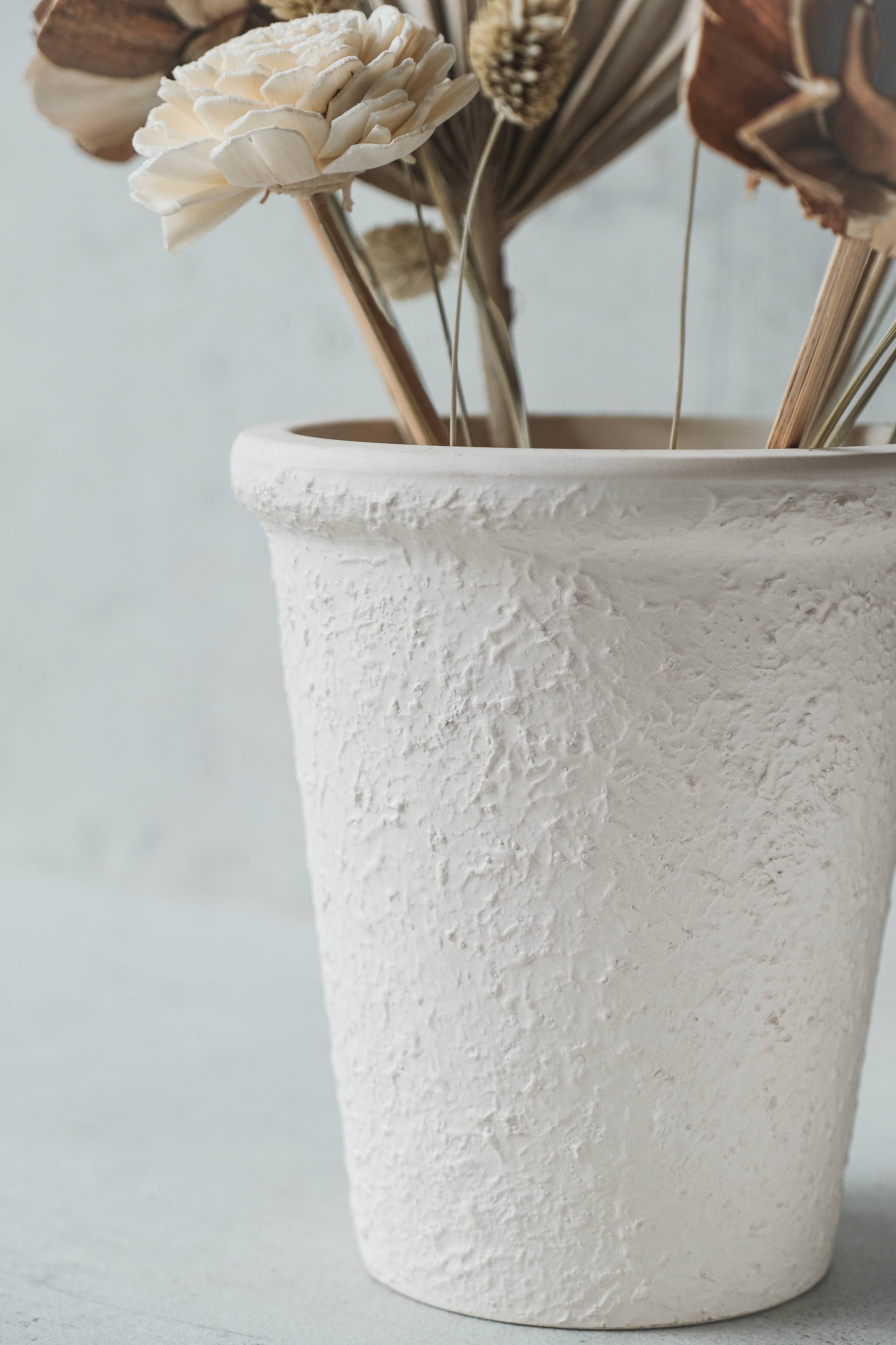 Popcorn Textured White Vase