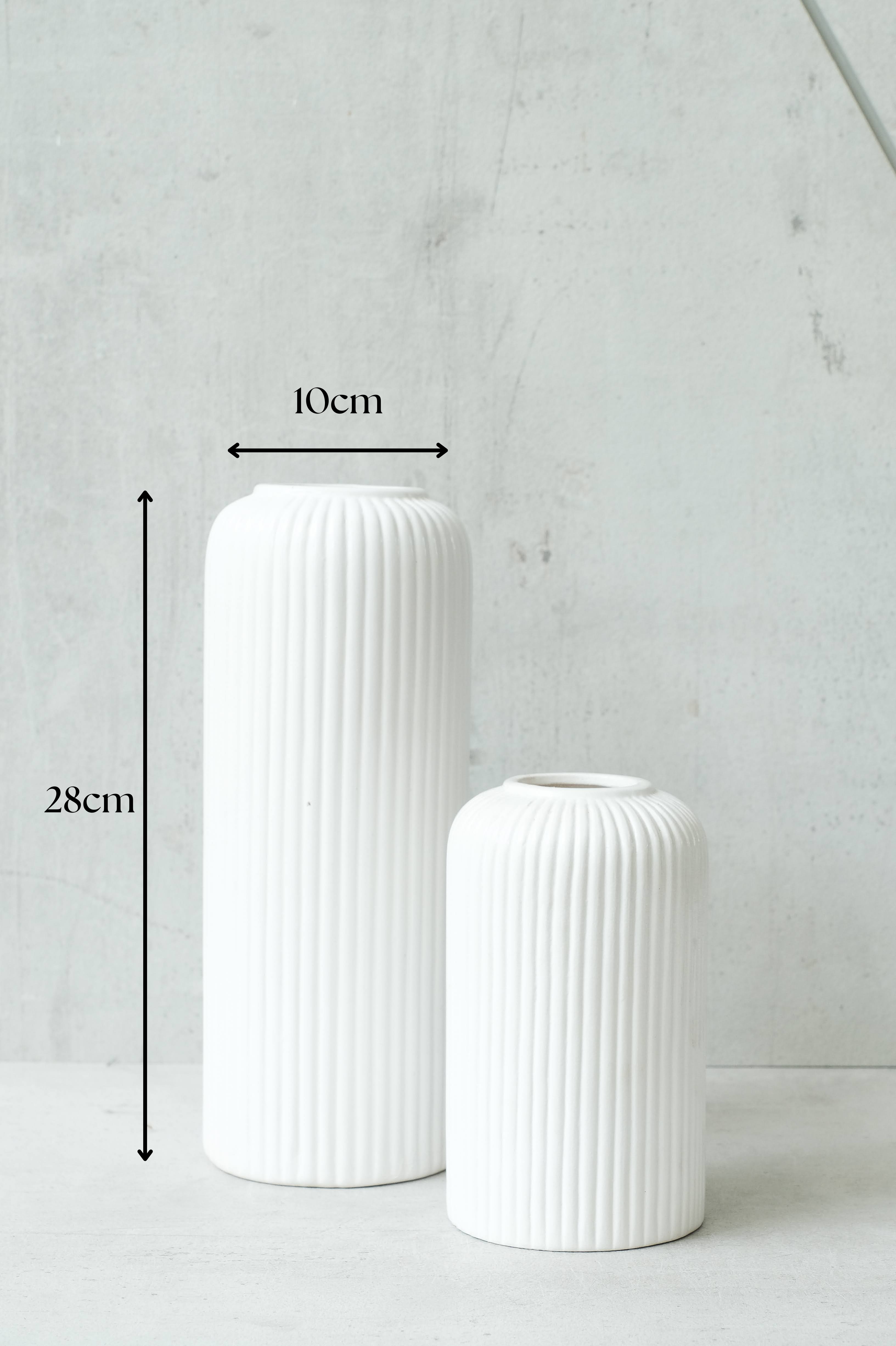 Shell Ribbed White Vase (Large)